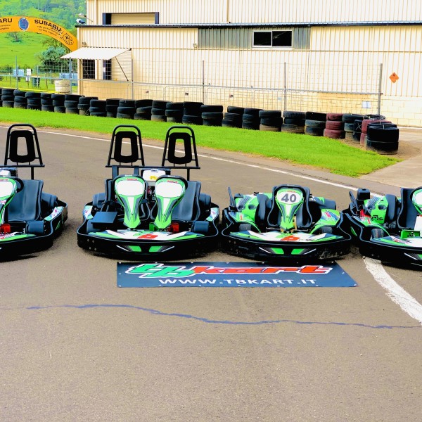 Double and single rider karts sitting on the track at Picton Karting Track