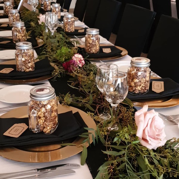 Rustic wedding table decorations at Appin House