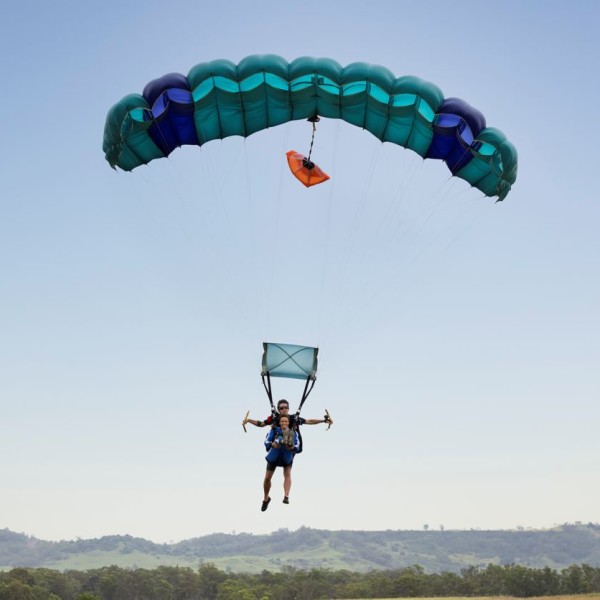 Skydiver ready to land. Image Credit - Destination NSW