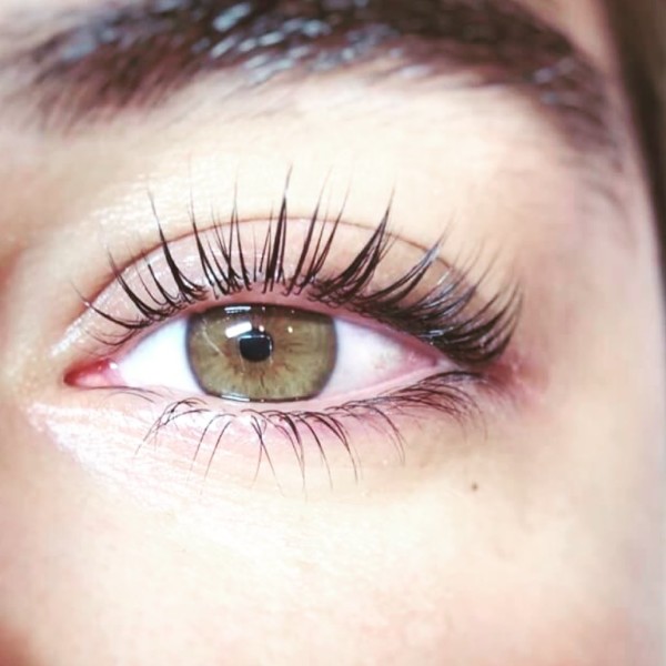 Close up results of a Lash Lift Treatment