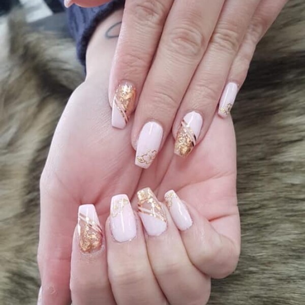 Yellow Rose Nails beauty White and gold nail design