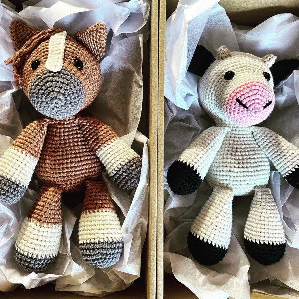 Crochet horse and cow teddies by Handy With a Hook