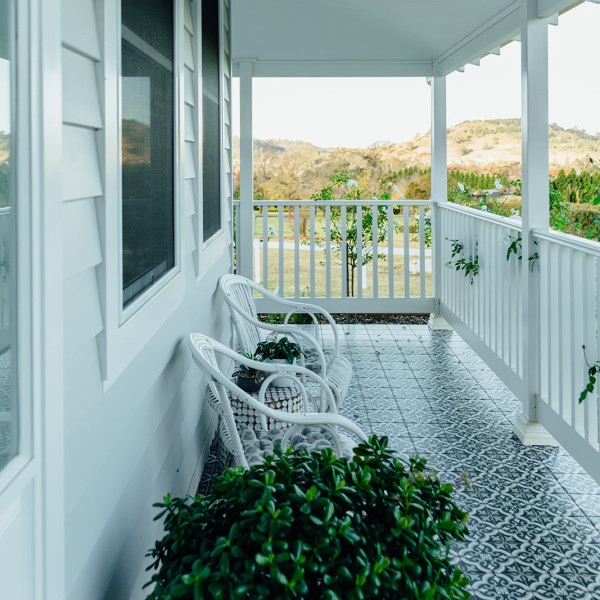 On the balcony