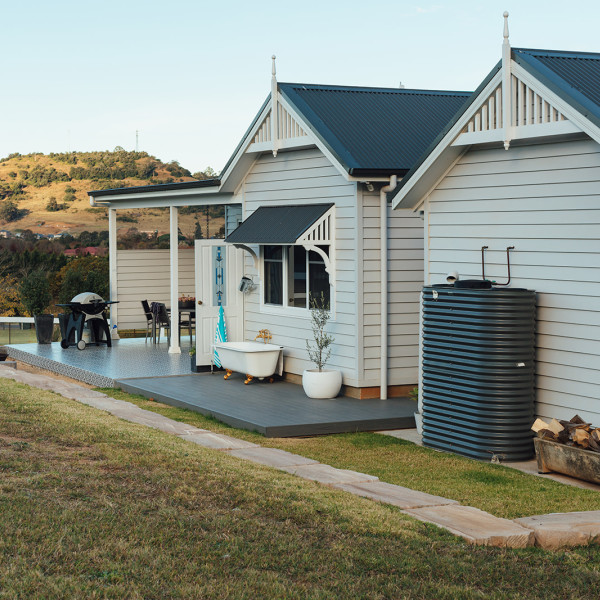 At the back of The Cottage Picton with Outdoor Bath