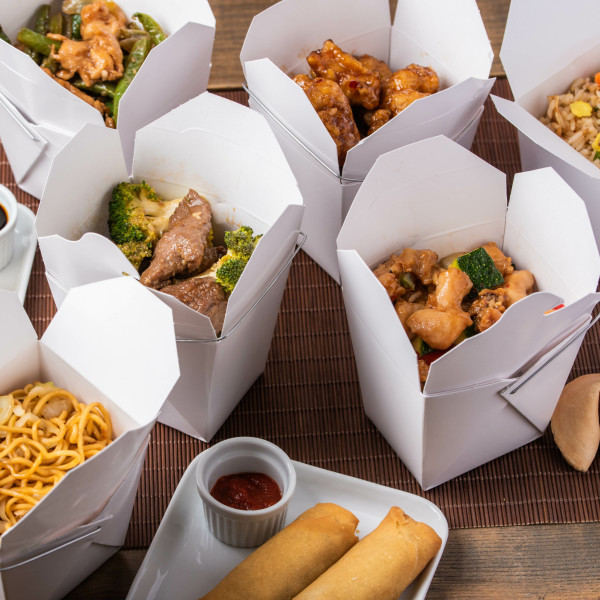 Boxes full of Chinese meals 