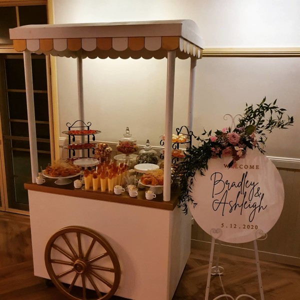 Wedding Dessert Cart Display at Appin House