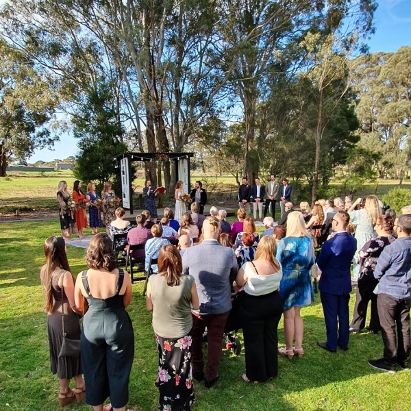 Outdoor wedding ceremony at Appin House